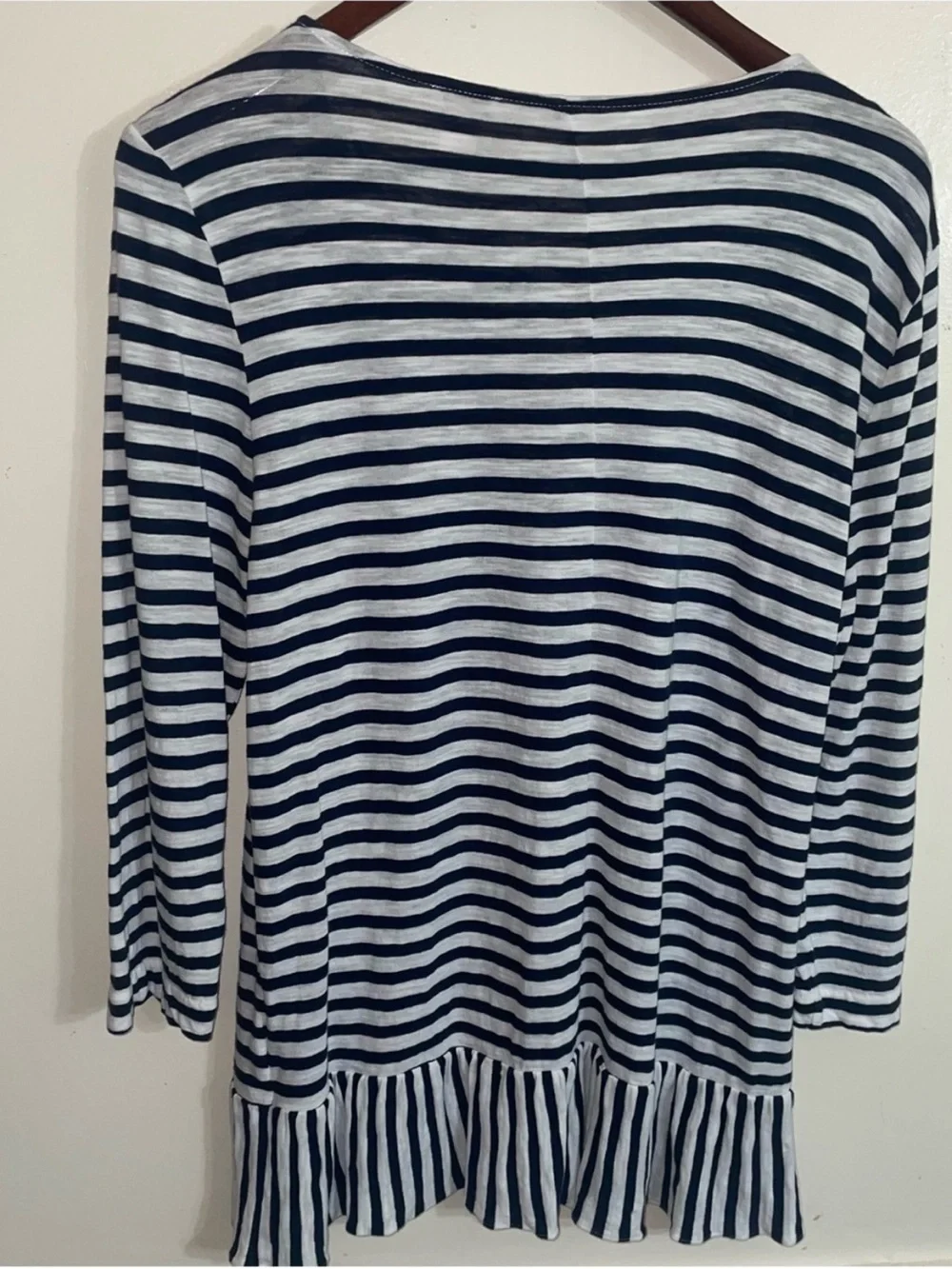 J. Crew 💮  Striped Ruffle Hem Top large